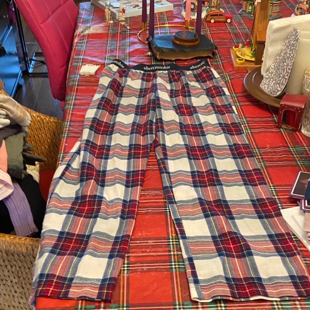 Abercrombie Kids Red and Blue Plaid Track Pants